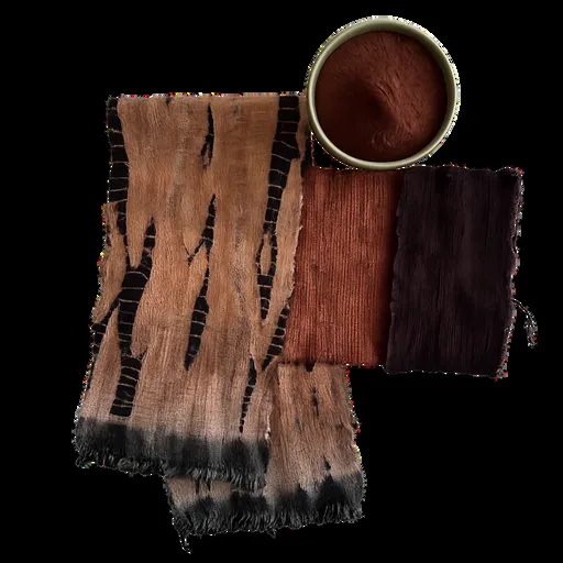 Naturally dyed textiles in coffee-derived tones